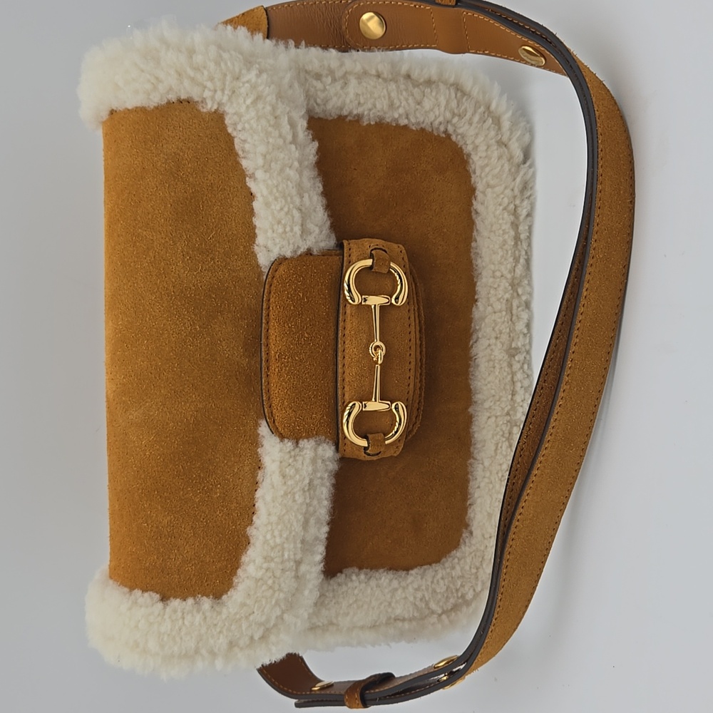 🔥🔥Gucci Horsebit 1955 Shoulder Bag 602204 Suede Mouton - Picture 11 of 13
